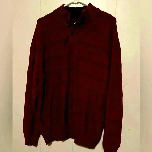 Chaps Other - Chaps Mens Pullover Quarter Button Collared Sweater Maroon Size XL